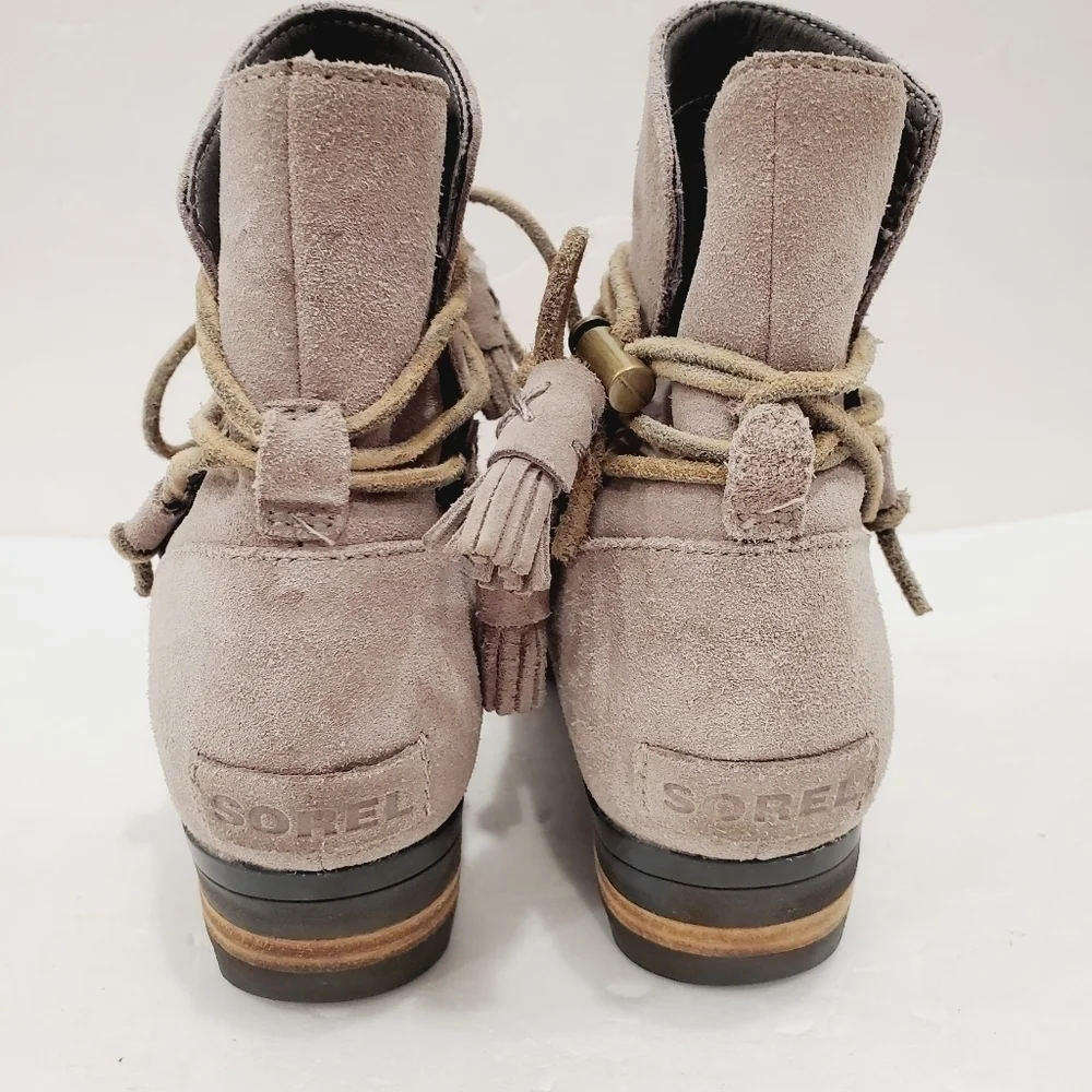 Sorel Farah Gray Suede Ankle Boots